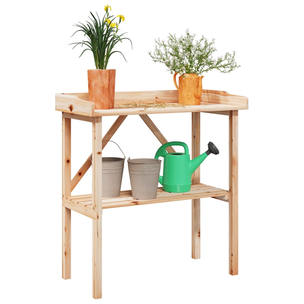 Tavolo vegetale Vidaxl con scaffale 78x38x82,5 cm Pineo solido