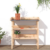 Mesa de plantas Vidaxl con estantes 78x38x82.5 cm de pino sólido