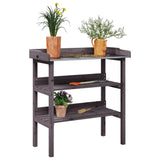 Vidaxl plant table with shelves 78x38x82.5 cm pine -wood gray