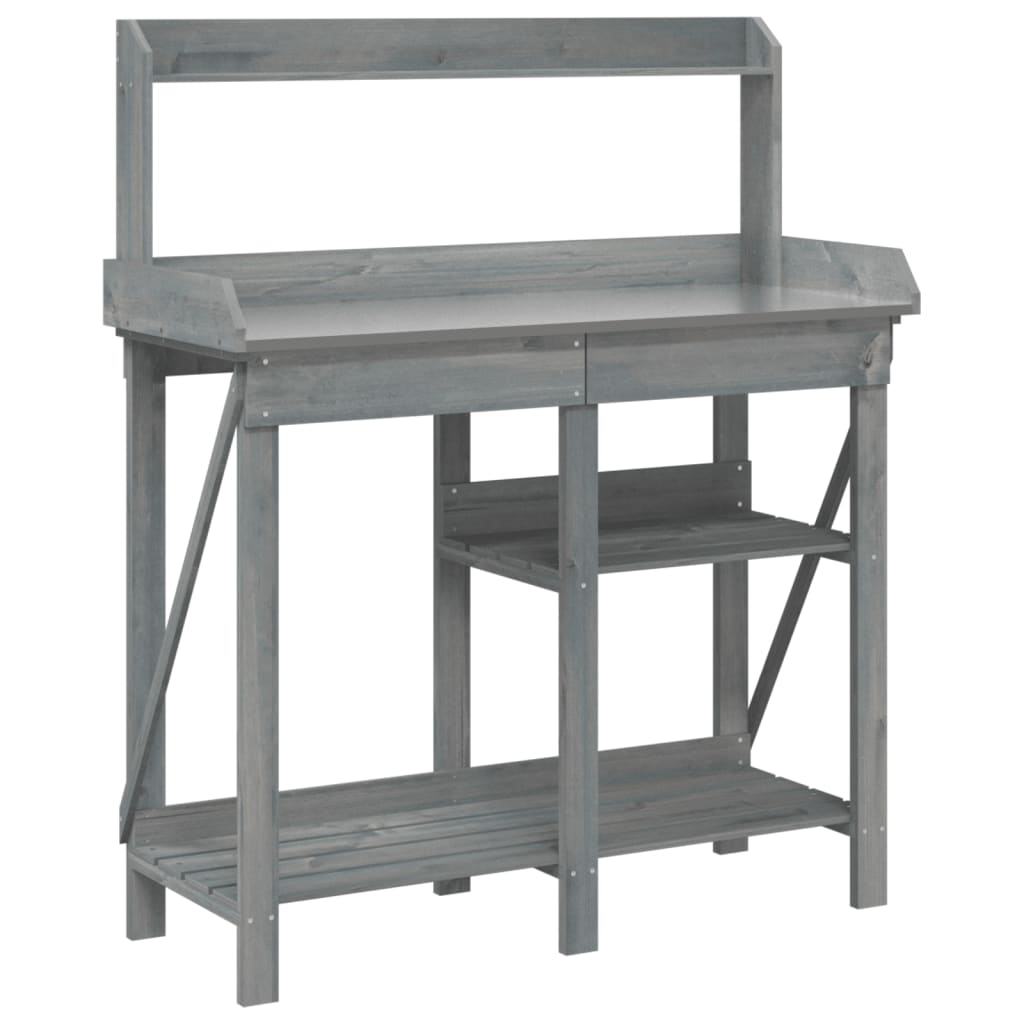 Vidaxl opotbank with shelves solid pine gray gray