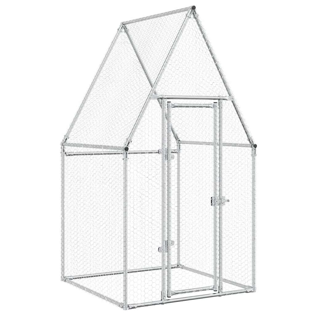 Vidaxl Chicken Coop 100x100x190 cm de acero galvanizado de color plateado