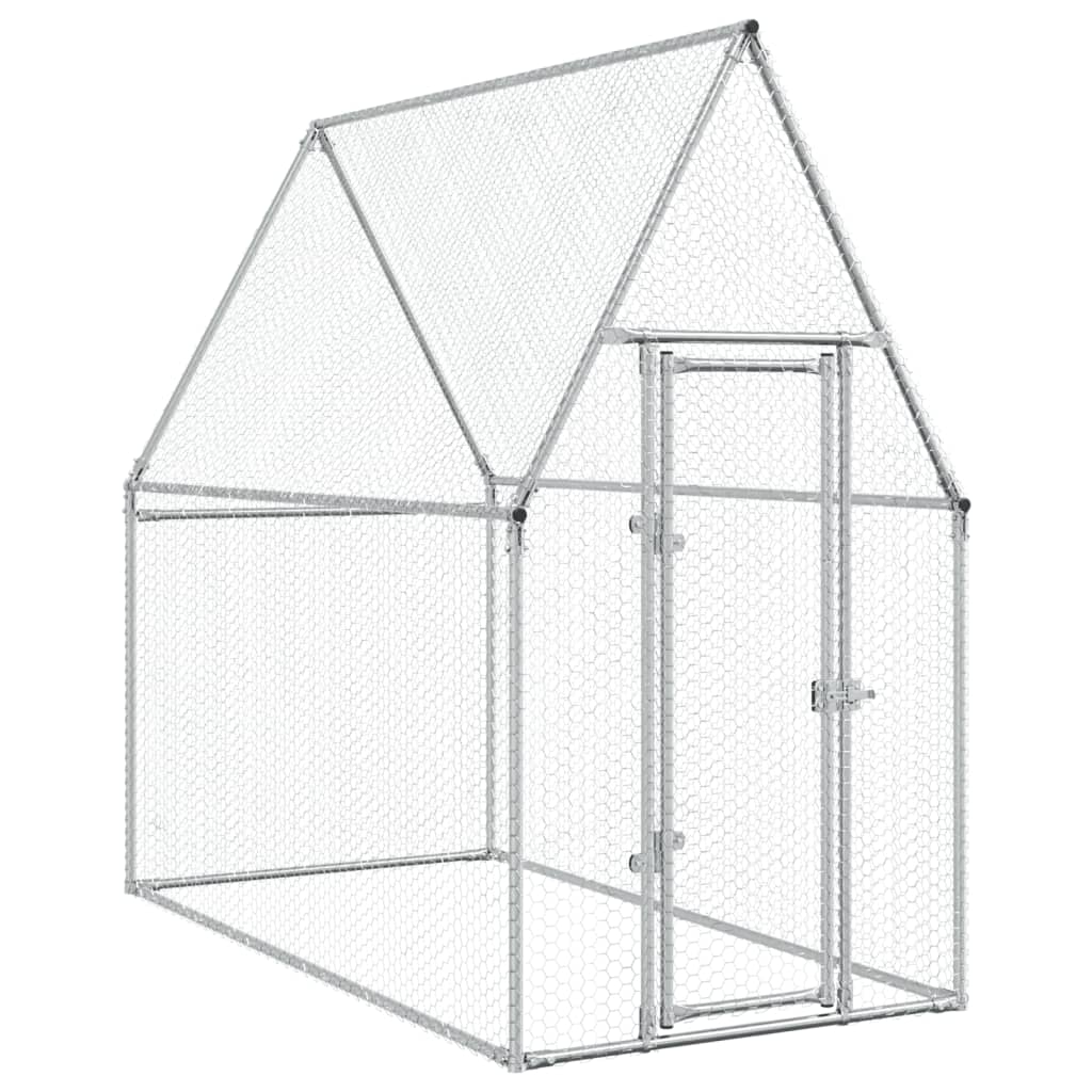 Vidaxl Chicken Coop 200x100x190 cm verzinkter Stahl silberfarben