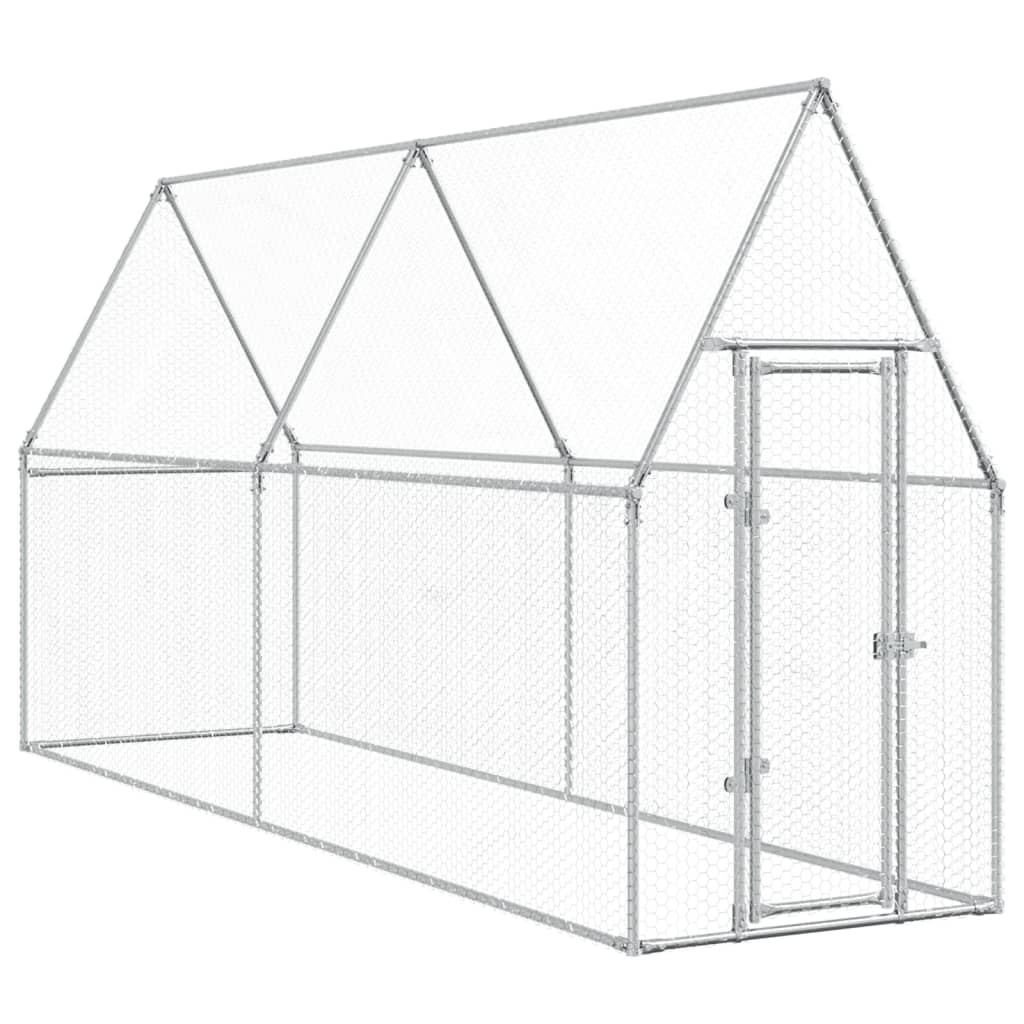 Vidaxl Chicken Coop 400x100x190 cm galvaniseret stål sølvfarvet