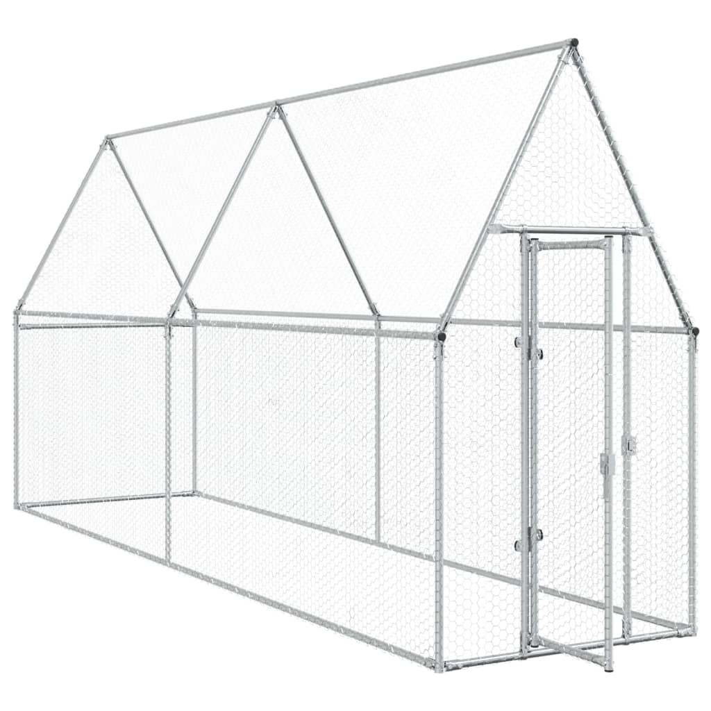 Vidaxl Chicken Coop 400x100x190 cm galvaniseret stål sølvfarvet