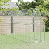 Vidaxl Chicken Coop 400x100x190 cm de acero galvanizado de color plateado