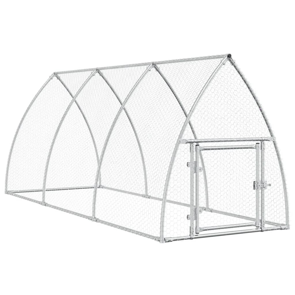 Vidaxl Poulet Coop 300x10x120 cm galvaniséiert Stol Sëlwerfaarf