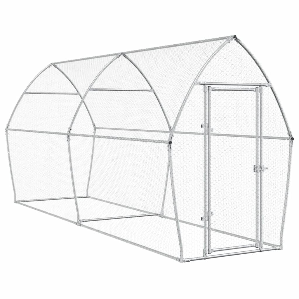 Vidaxl Chicken Coop 400x105x182 CM Galvanized Steel Silver