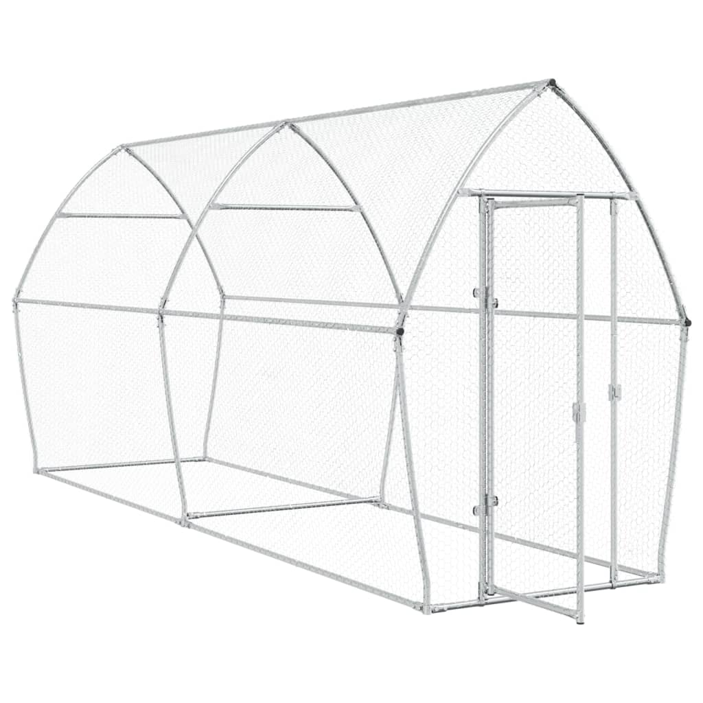 Vidaxl Poulet Coop 400x10x182 cm galvaniséiert Stol Sëlwerfaarf