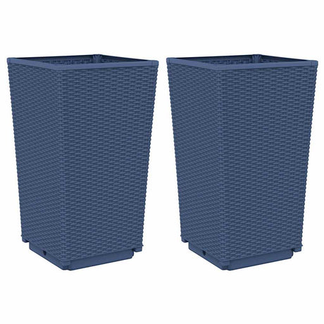 Vidaxl plantenbakken 2 st 32,5x32,5x57 cm polypropeen blauwgrijs