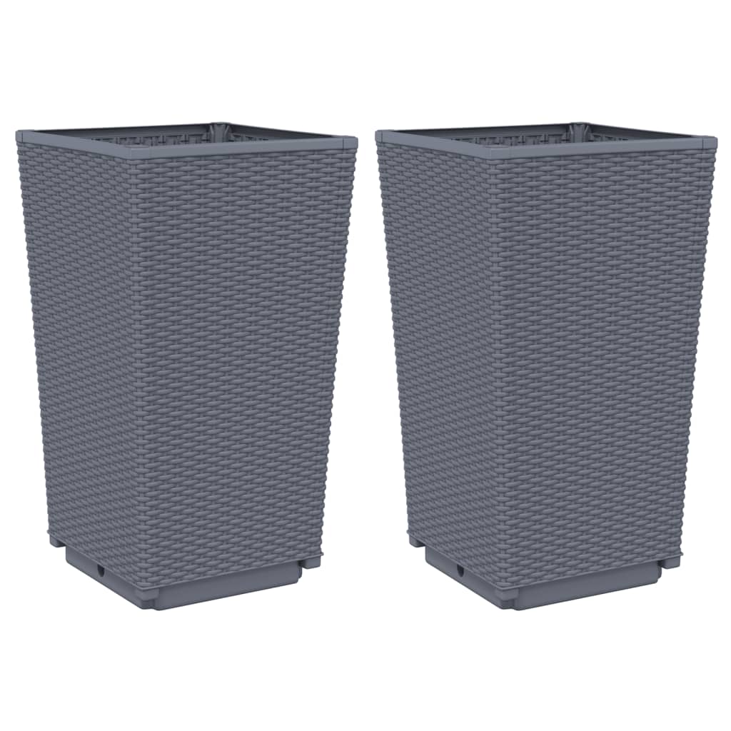 Vidaxl Planters 2 st 32.5x32.5x57 cm Polypropene gray