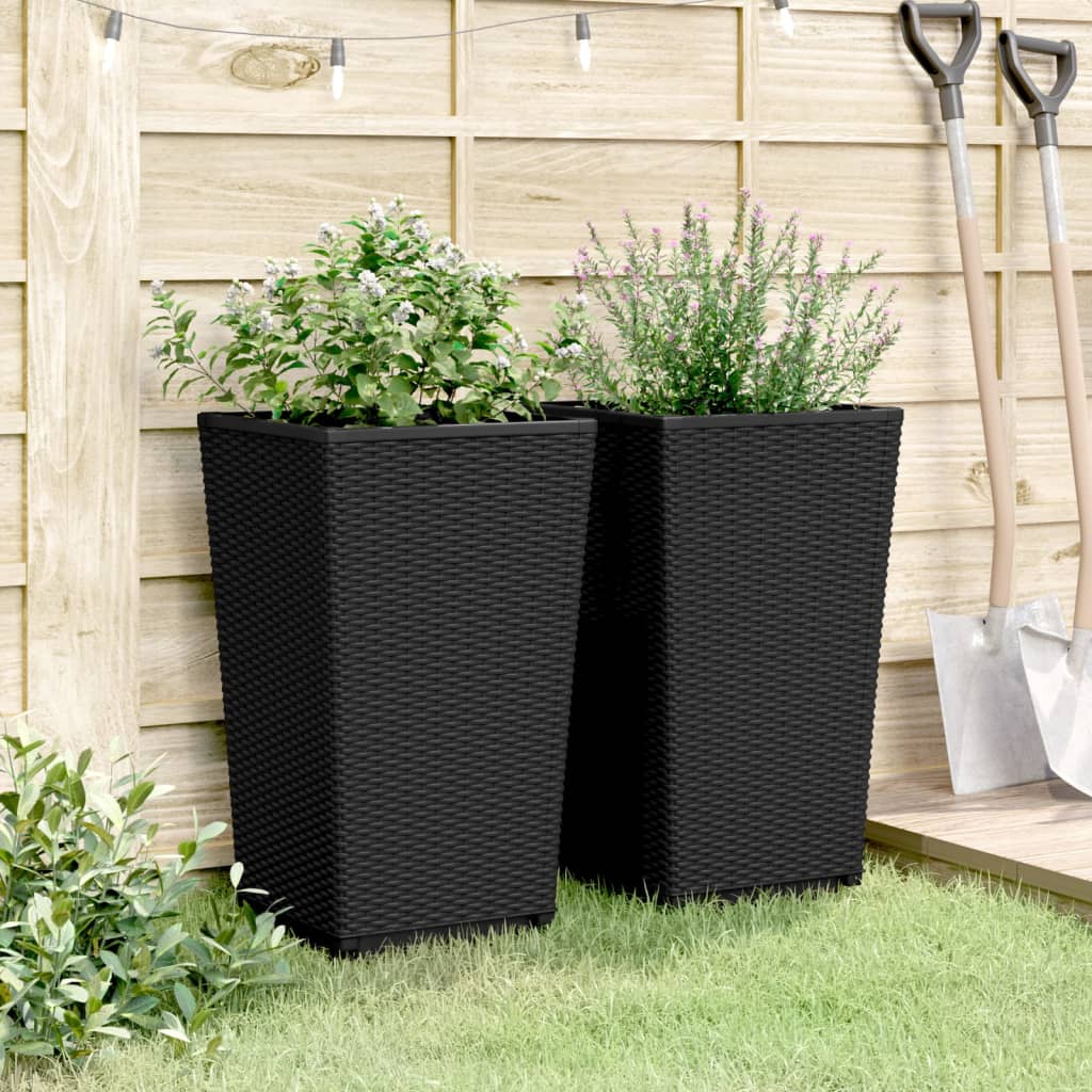 Vidaxl Planters 2 St 32,5x32,5x57 cm polypropen svart