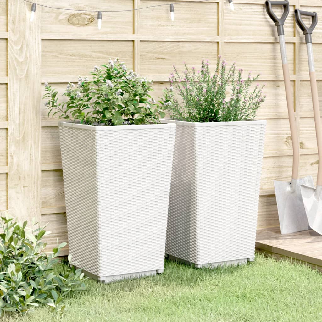 Vidaxl Planters 2 St 32,5x32,5x57 cm polipropenska bela