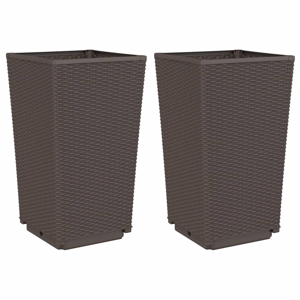 Vidaxl Planters 2 st 32.5x32.5x57 cm Polypropene brown