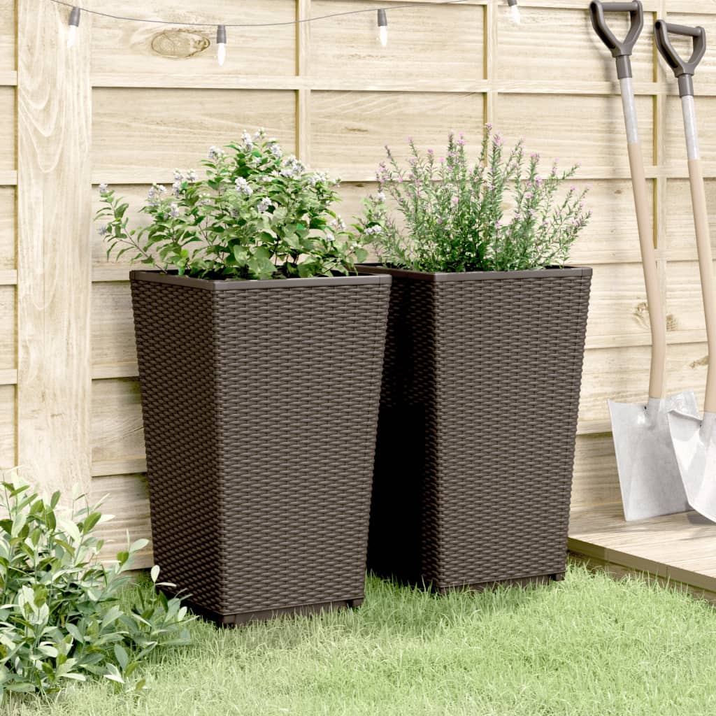 Vidaxl Planters 2 St 32,5x32,5x57 cm polipropen rjava