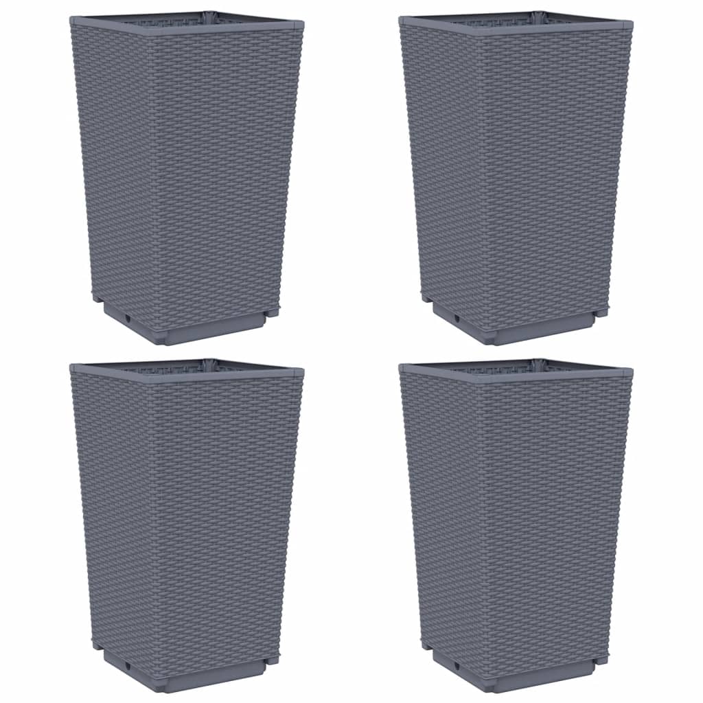 Vidaxl Planters 4 ST 32.5x32.5x57 cm polypropengrå