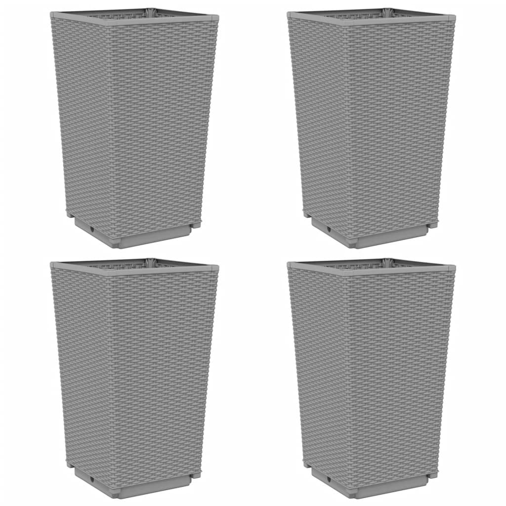 Vidaxl Planters 4 ST 32.5x32.5x57 cm Gris clair en polypropène