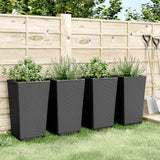 Vidaxl Planters 4 ST 32.5x32.5x57 cm polypropen svart