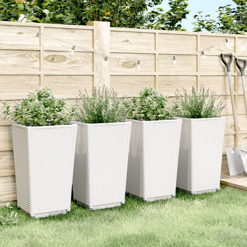 Vidaxl Planters 4 ST 32.5x32.5x57 cm polypropenvitt