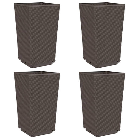 Vidaxl plantenbakken 4 st 32,5x32,5x57 cm polypropeen bruin