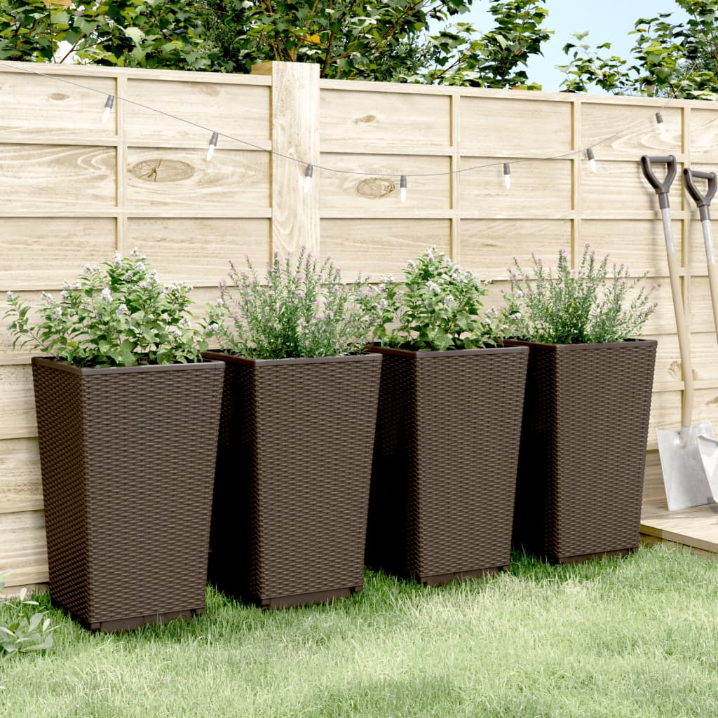 Planteurs Vidaxl 4 ST 32.5x32.5x57 cm Brown en polypropène