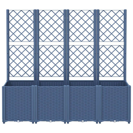 Vidaxl plantenbak met latwerk 160x40x140 cm polypropeen blauwgrijs