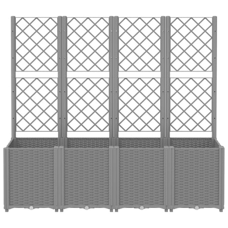 Vidaxl plantenbak met latwerk 160x40x140 cm polypropeen lichtgrijs