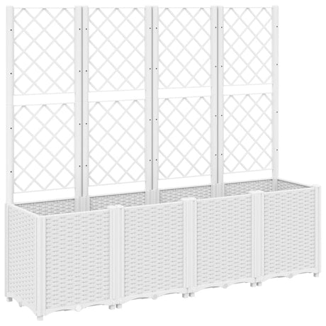 Vidaxl plantenbak met latwerk 160x40x140 cm polypropeen wit
