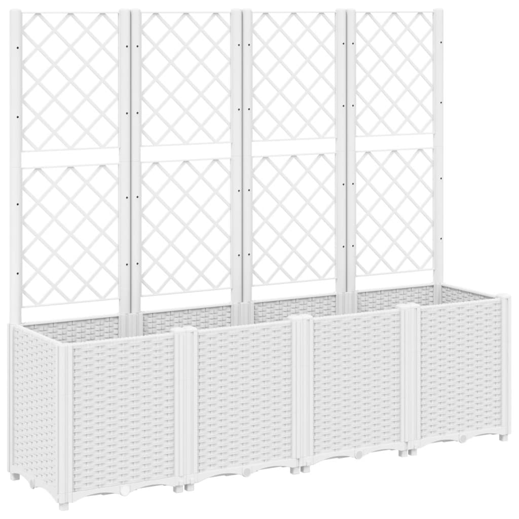 Planteur vidaxl avec slat 160x40x140 cm en polypropène blanc