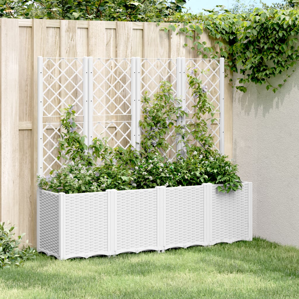 Planteur vidaxl avec slat 160x40x140 cm en polypropène blanc