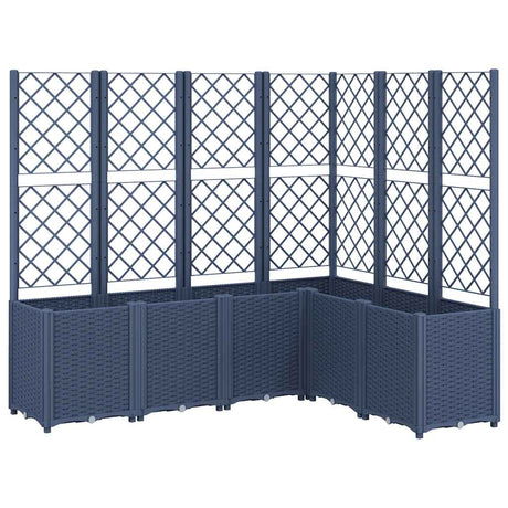 Vidaxl plantenbak met latwerk 160x120x140 cm polypropeen blauwgrijs