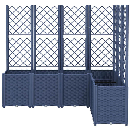 Vidaxl plantenbak met latwerk 160x120x140 cm polypropeen blauwgrijs