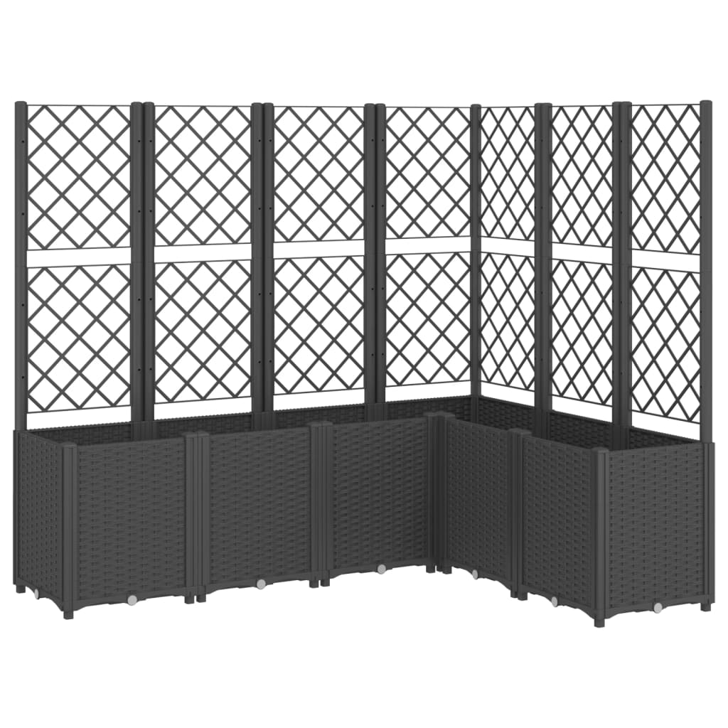 Plantador Vidaxl con latwerk 160x120x140 cm polipropeno negro