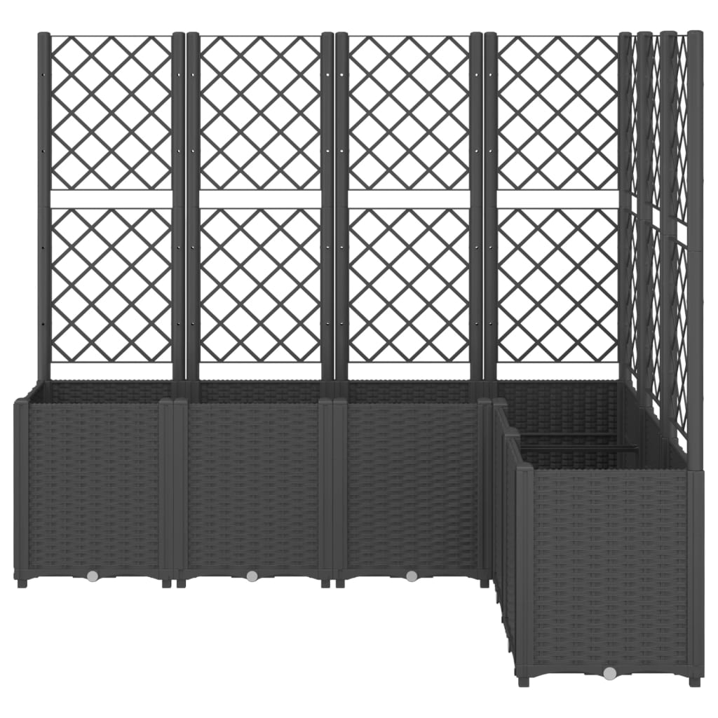 Plantador Vidaxl con latwerk 160x120x140 cm polipropeno negro