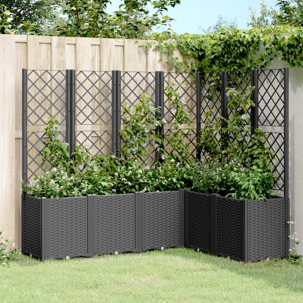 VidaXL Planter with Latwerk 160x120x140 cm Polypropene Black