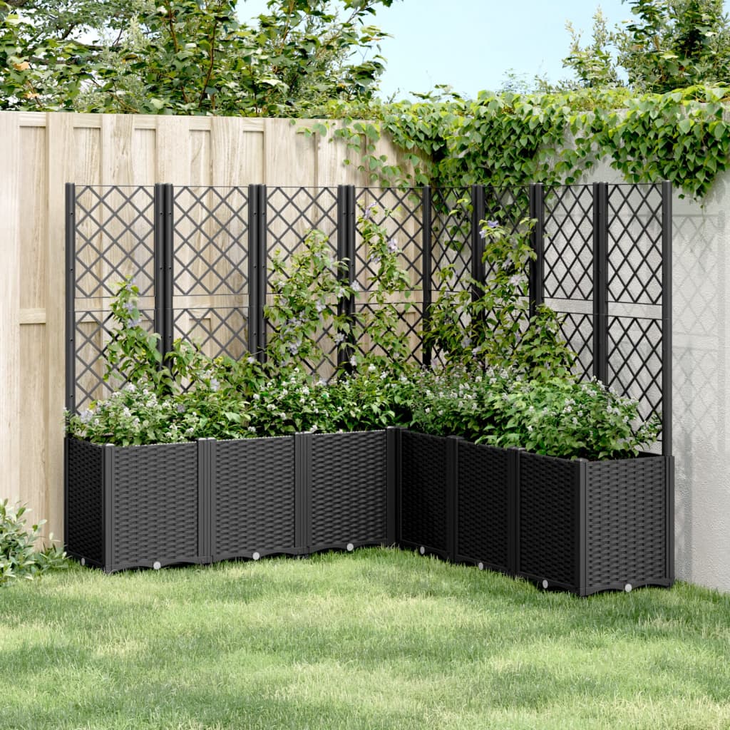 Jardinière Vidaxl avec latwerk 160x160x140 cm en polypropène noir