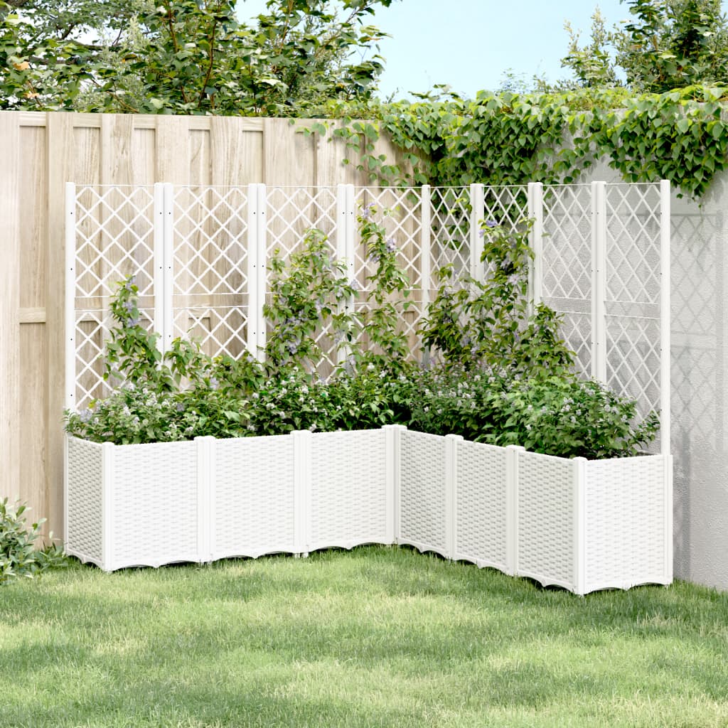 VidaXL Planter with Latwerk 160x160x140 cm Polypropene white