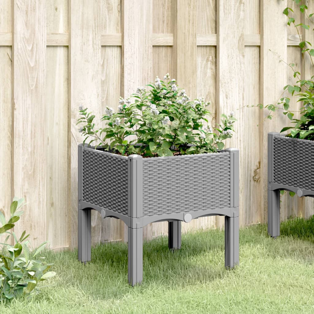 VidaXL Planter with legs 40x40x42 cm Polypropene light gray