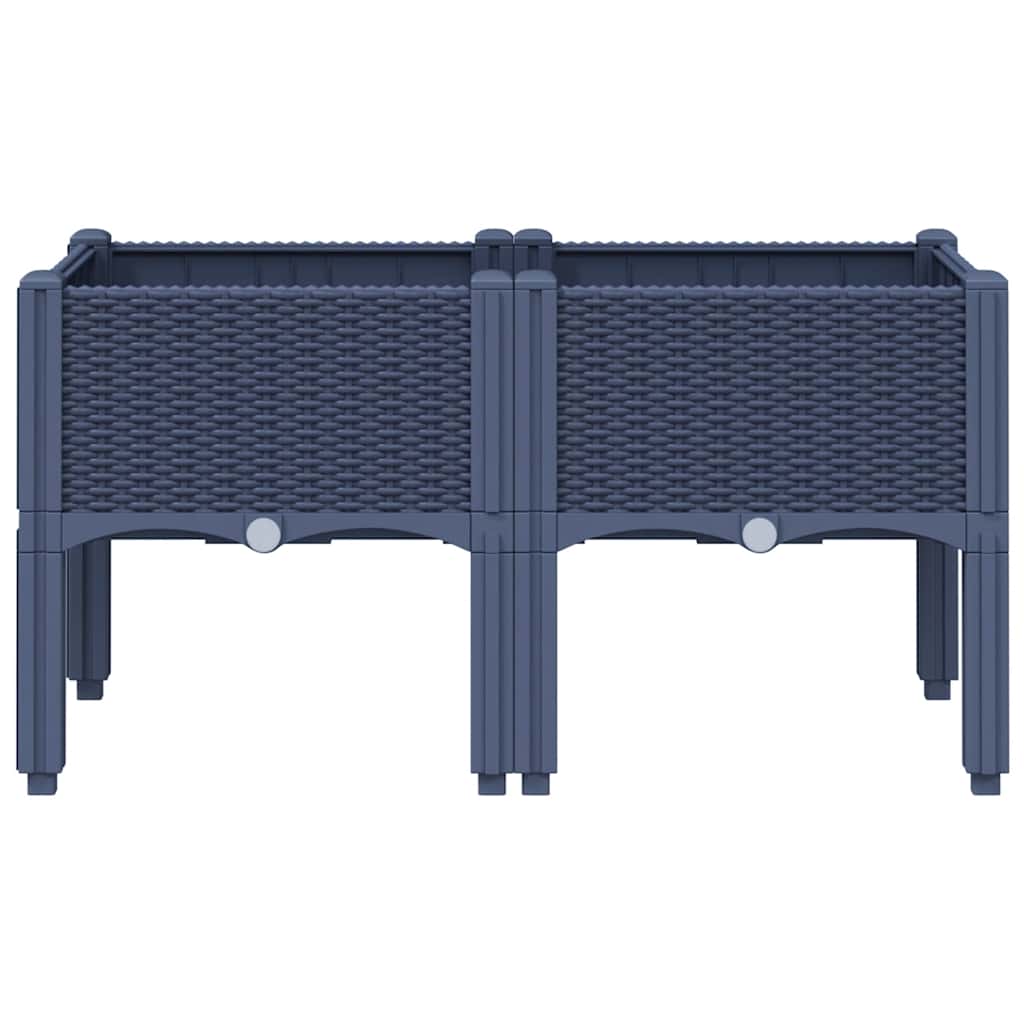 Vidaxl plantenbak met poten 80x40x42 cm polypropeen blauwgrijs