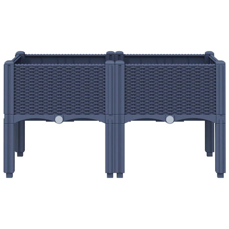 Vidaxl plantenbak met poten 80x40x42 cm polypropeen blauwgrijs