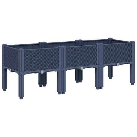 Vidaxl plantenbak met poten 120x40x42 cm polypropeen blauwgrijs