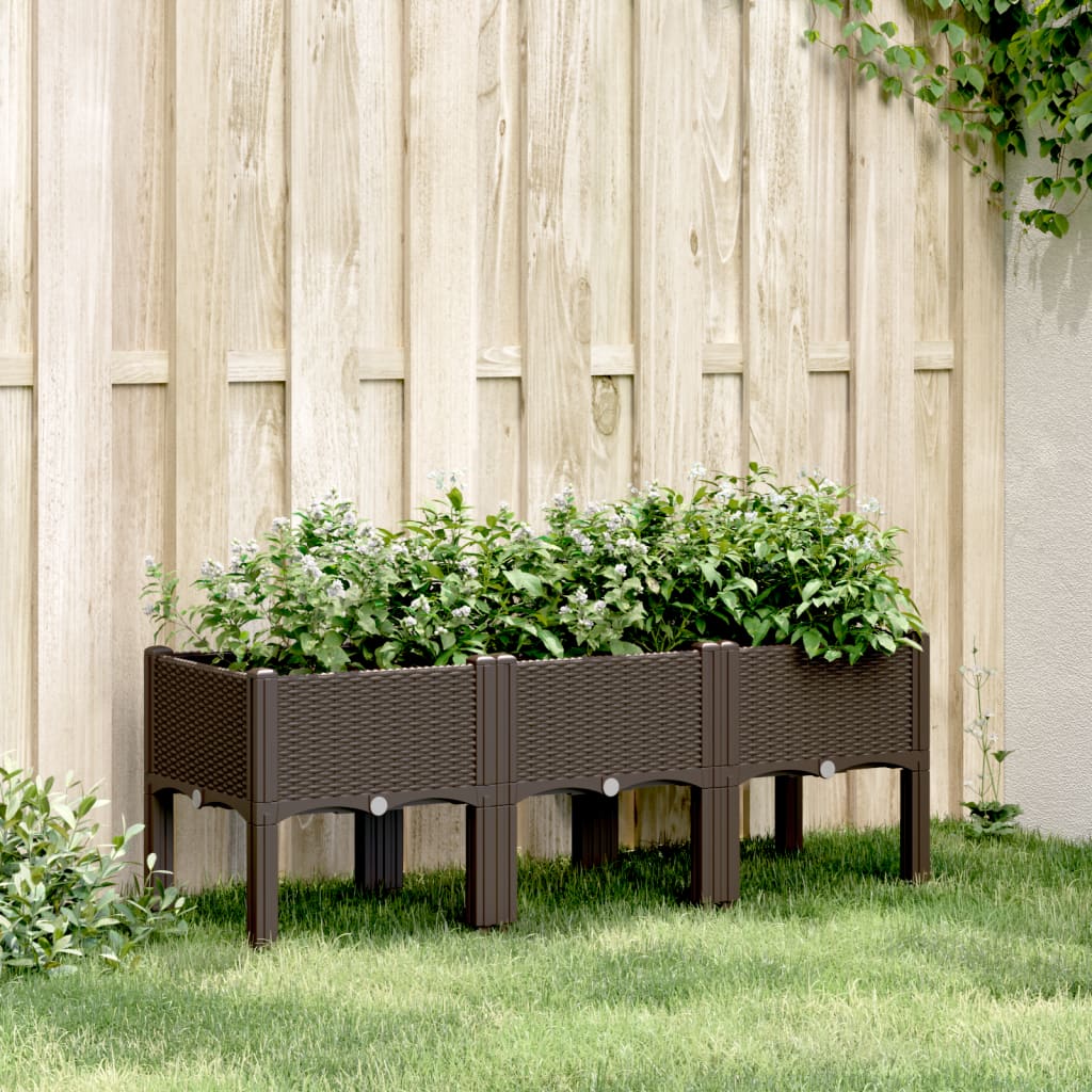 Jardinière Vidaxl avec des jambes 120x40x42 cm Brown en polypropène