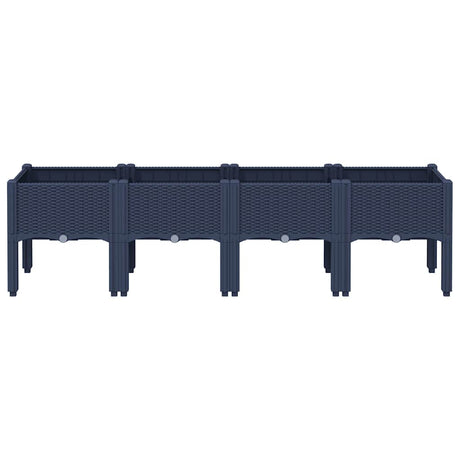Vidaxl plantenbak met poten 160x40x42 cm polypropeen blauwgrijs