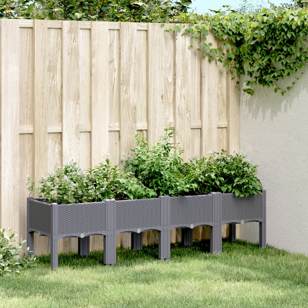 VidaXL Planter with legs 160x40x42 cm Polypropene gray