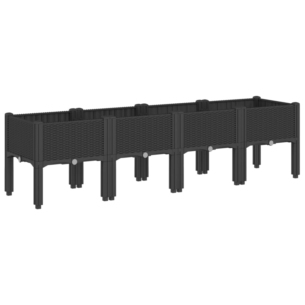 VidaXL Planter with legs 160x40x42 cm Polypropene black