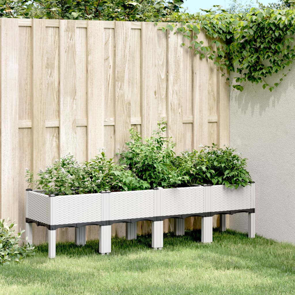 Vidaxl Planter med ben 160x40x42 cm polypropen hvit