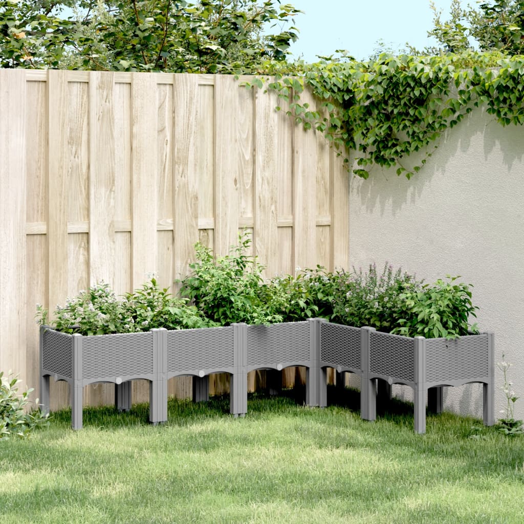 VidaXL Planter with legs 160x120x42 cm Polypropene light gray