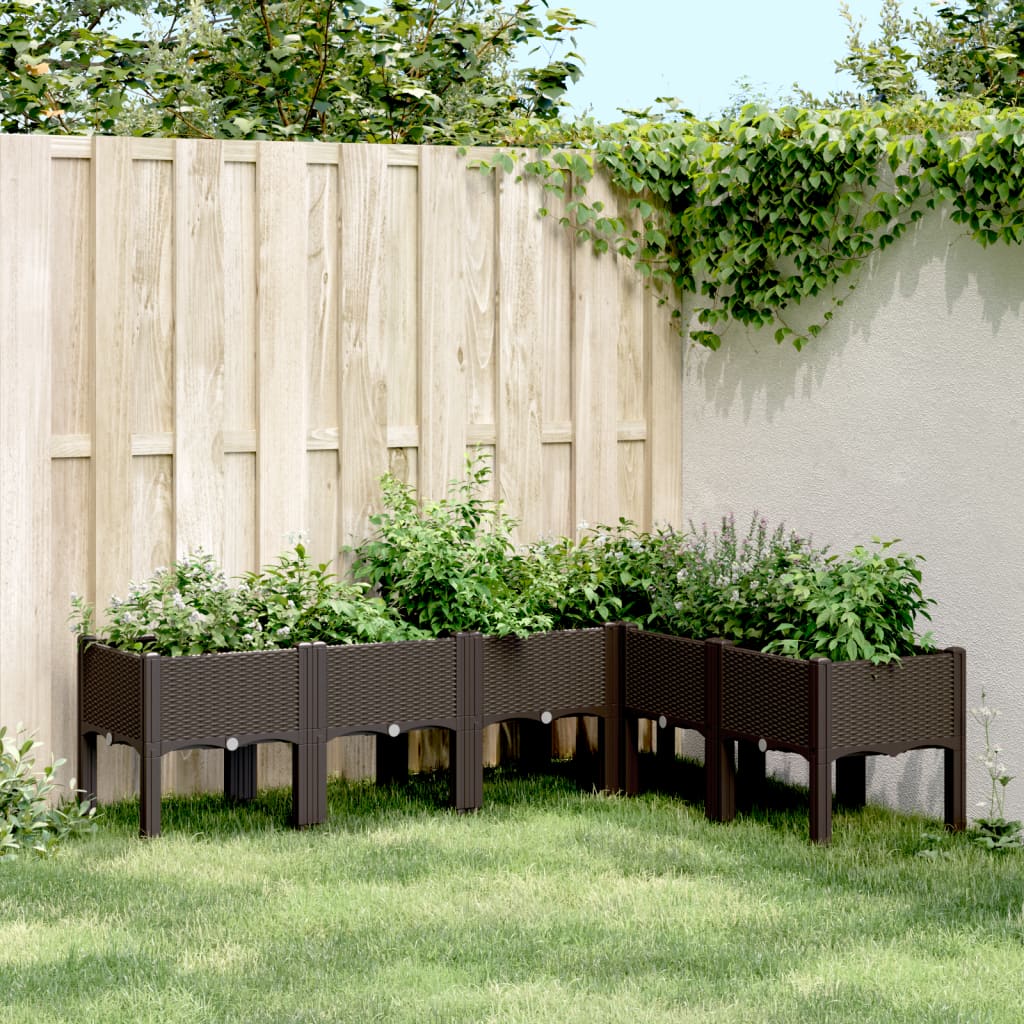 Jardinières Vidaxl avec des jambes 160x120x42 cm Brown en polypropène