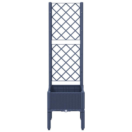 Vidaxl plantenbak met latwerk 40x40x142 cm polypropeen blauwgrijs