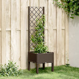 Vidaxl plantenbak met latwerk 40x40x142 cm polypropeen bruin