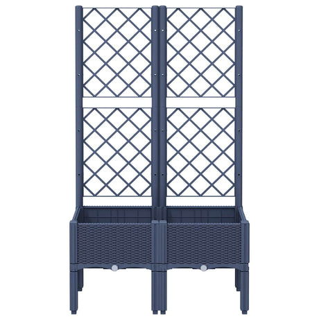 Vidaxl plantenbak met latwerk 80x40x142 cm polypropeen blauwgrijs